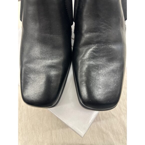 Worthington Black Leather Square-Toe Slip-On Heels 8M - Picture 3 of 6